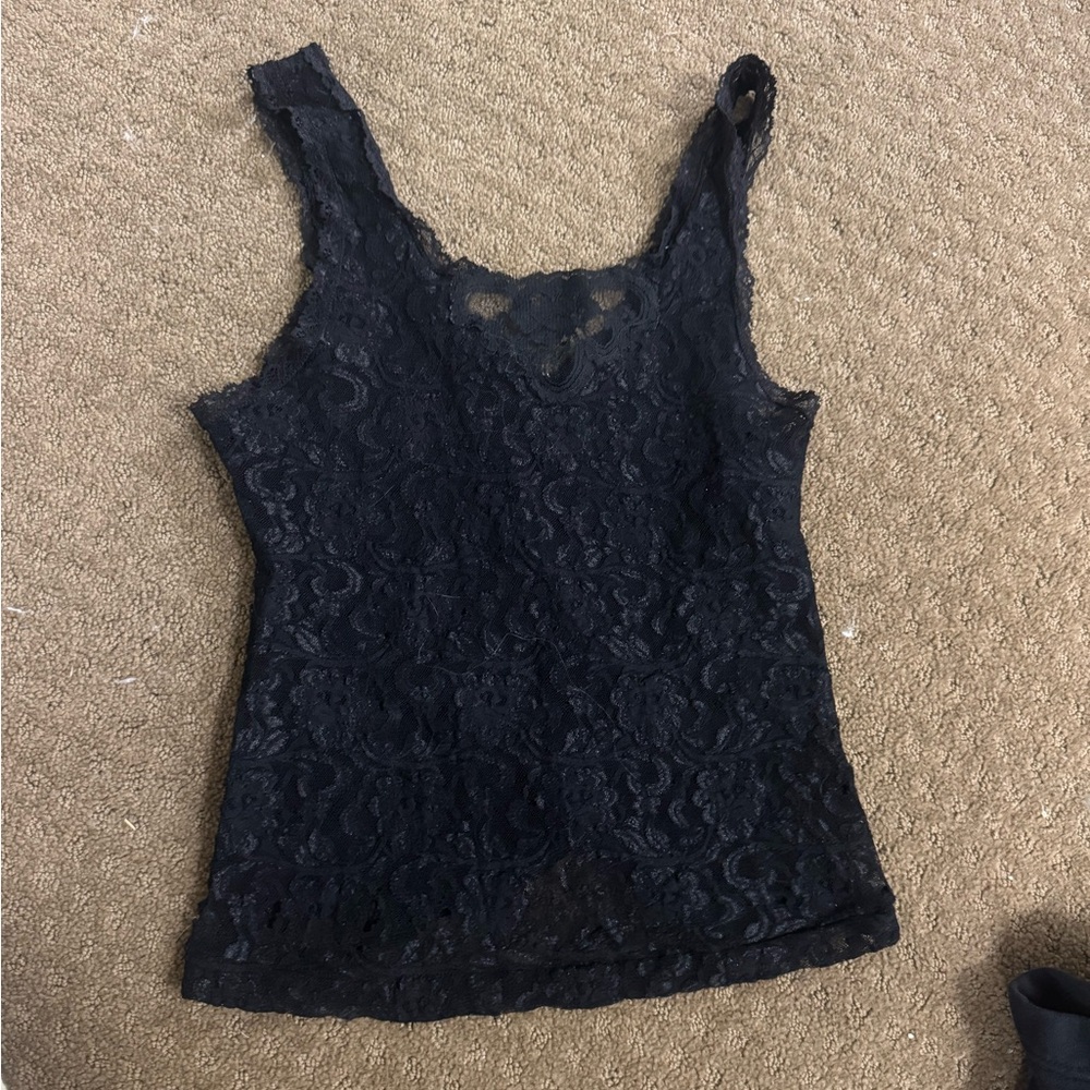 Elegant Black Lace Tank Top